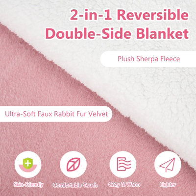 Costway Electric Heated Blanket Soft Reversible Sherpa Fleece Blanket 10 Heat Levels - 8