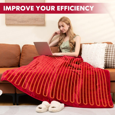 Electric Heated Double Layer Sherpa Blanket With 9 Heat Levels, Machine Washable