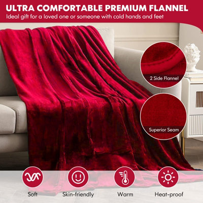 Electric Heated Double Layer Sherpa Blanket With 9 Heat Levels, Machine Washable