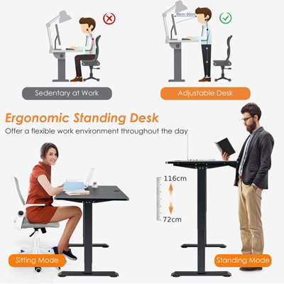 Costway Electric Standing Desk Stand-up Ergonomic Computer Workstation w/ Smart Controller