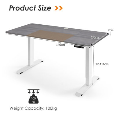 Costway Electric Standing Desk Stand-up Ergonomic Computer Workstation w/ Smart Controller