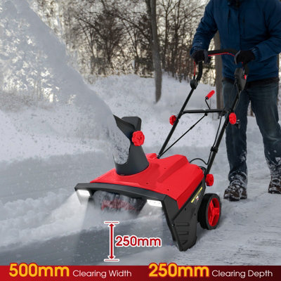 COSTWAY Electric Walk-behind Snow Blower 50 CM Corded Snow Sweeper w ...