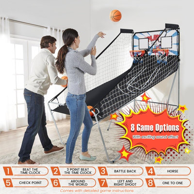 Costway Electronic Basketball Arcade Game Foldable Basketball Game 2 Player Shot 8 Modes - 4