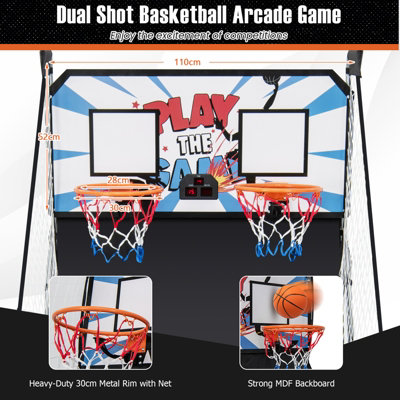 Costway Electronic Basketball Arcade Game Foldable Basketball Game 2 Player Shot 8 Modes - 6