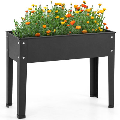 Costway Elevated Metal Planter Box 45cm Tall Raised Garden Bed Plant Container