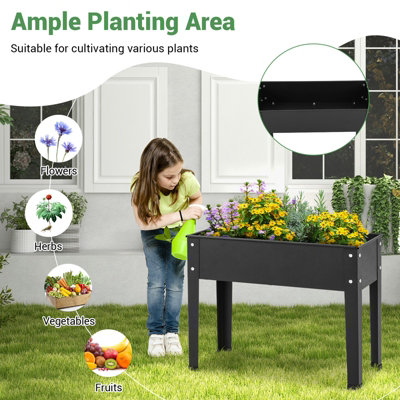 Costway Elevated Metal Planter Box 45cm Tall Raised Garden Bed