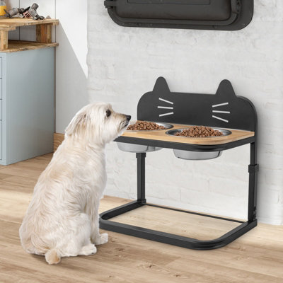 Pet Feeder Station with Stainless Steel Bowl - Costway