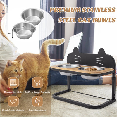 Raised cat food stand best sale