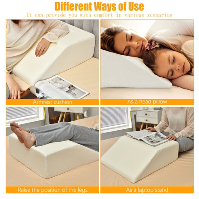 Costway Elevating Memory Foam Leg Rest Pillow Wedge Support Pillow W/ Washable Cover - 5