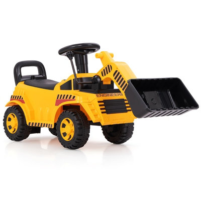 COSTWAY Engine Sound & Under-seat Storage Sit and Scoot Construction Toy