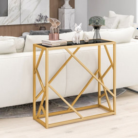 Costway Entryway Console Table Side Narrow Accent Display Table W/ Tempered Glass Top