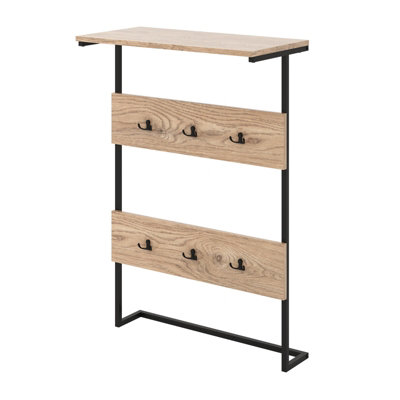 COSTWAY Entryway Hanger Hooks Wall Mounted Coat Rack Wooden Wall Shelf