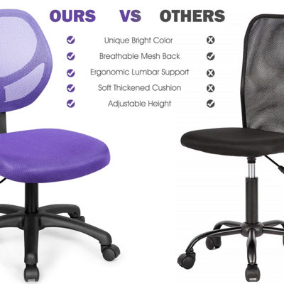 Armless office chair on sale with lumbar support