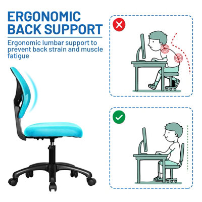 Armless desk chair with deals lumbar support