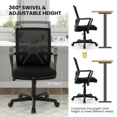 Ergonomic Desk Chair with Lumbar Support and Rocking Function - Costway