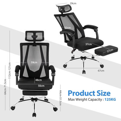 Hbada reclining office desk chair adjustable on sale high back ergonomic computer mesh recliner