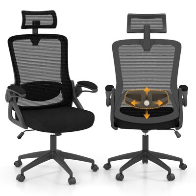 COSTWAY Ergonomic Office Chair Adjustable Swivel Task Chair w/ Lumbar ...
