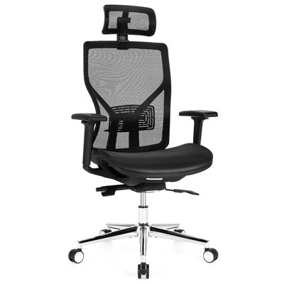 High back office chair with adjustable store lumbar support