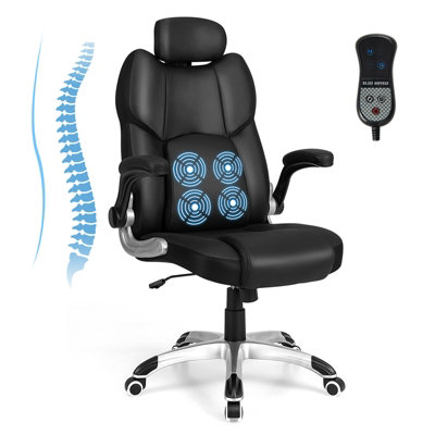 Executive Office Massage Recliner Chair With Footrest - Black - Alivio