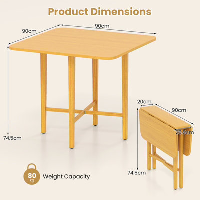 COSTWAY Extendable Dining Table Drop Leaf Kitchen Table Foldable Table w/ X-shaped Frame-Natural