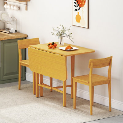 COSTWAY Extendable Dining Table Drop Leaf Kitchen Table Foldable Table w/ X-shaped Frame-Natural