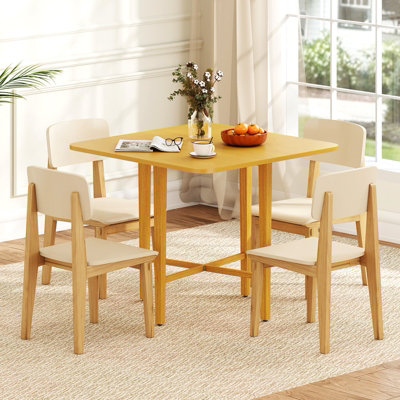 COSTWAY Extendable Dining Table Drop Leaf Kitchen Table Foldable Table w/ X-shaped Frame-Natural