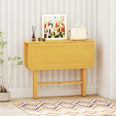 COSTWAY Extendable Dining Table Drop Leaf Kitchen Table Foldable Table w/ X-shaped Frame-Natural