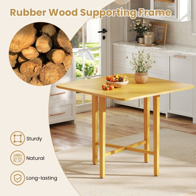 COSTWAY Extendable Dining Table Drop Leaf Kitchen Table Foldable Table w/ X-shaped Frame-Natural