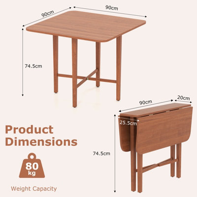 COSTWAY Extendable Dining Table Drop Leaf Kitchen Table Foldable Table w/ X-shaped Frame-Walnut