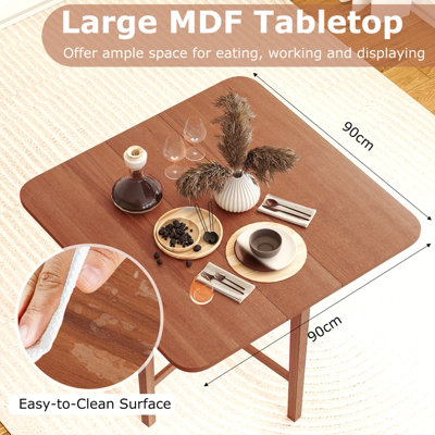COSTWAY Extendable Dining Table Drop Leaf Kitchen Table Foldable Table w/ X-shaped Frame-Walnut