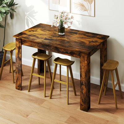COSTWAY Extendable Dining Table for 4-6 Modern Kitchen Table 158 x 70 cm-Rustic Brown