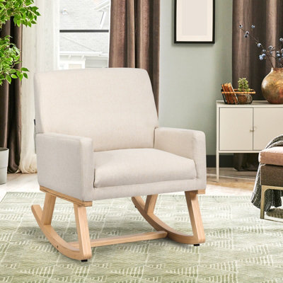 Costway Fabric Upholstered Recliner Rocking Chair Armchair Lounge Sofa Seat Relax Rocker