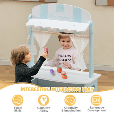 Costway Farmers Market Play Set Grocery Store for Kids w Food Accessories