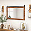 Costway Farmhouse Bathroom Wall Mounted Mirror Rustic Decorative Wall Mirror E/ Wood Frame