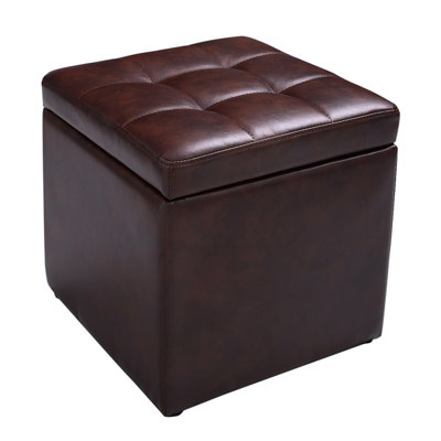 Costway Faux Leather Storage Ottoman Cube Pouffe Storage Toy Box Padded Foot Stool