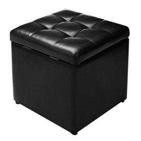 Costway Faux Leather Storage Ottoman Cube Pouffe Storage Toy Box Padded Foot Stool