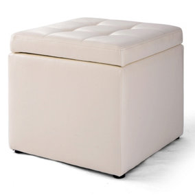 Costway Faux Leather Storage Ottoman Cube Pouffe Storage Toy Box Padded Foot Stool