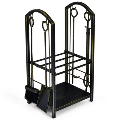 Costway Fireplace Log Rack Set of 4 Fireplace Tools Wrought Iron Storage Logs Holder Price Comparisons | Compare The Build