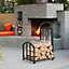 Costway Fireplace Log Rack with Tong Brush Shovel and Poker Iron Fireside Companion Set