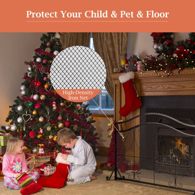Costway Fireplace Screen Guard Freestand Mesh Fire Guard - 3
