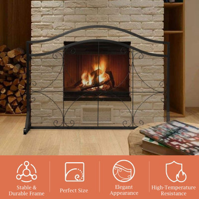 Costway Fireplace Screen Guard Freestand Mesh Fire Guard - 4