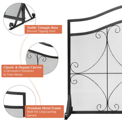 Costway Fireplace Screen Guard Freestand Mesh Fire Guard - 5