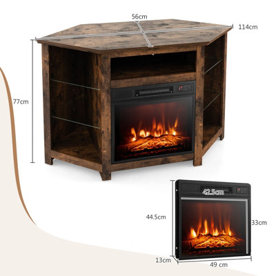 Costway Fireplace TV Stand for TVs up to 50 Inches Electric Fireplace Insert LED Lights