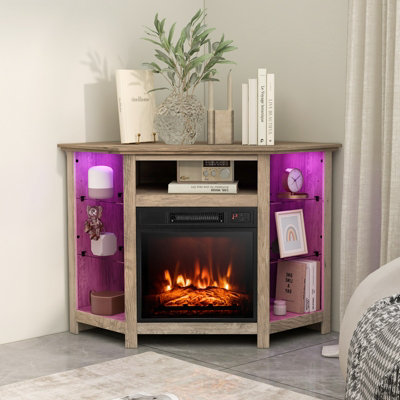 Costway Fireplace TV Stand for TVs up to 50 Inches Electric Fireplace Insert LED Lights Price Comparisons | Compare The Build