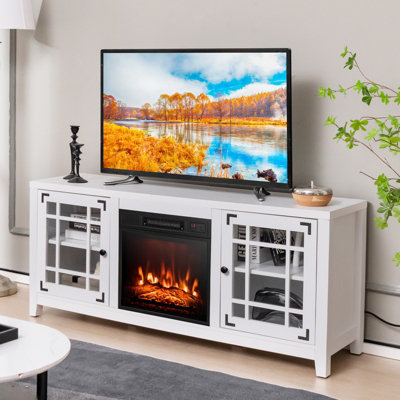 Costway Fireplace TV Stand for TVs up to 65 Inches W 2000W Electric Fireplace Insert