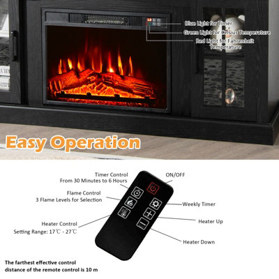 Red fireplace deals tv stand