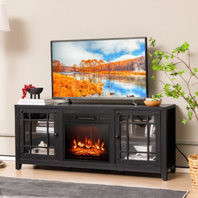 Television stand with deals fireplace