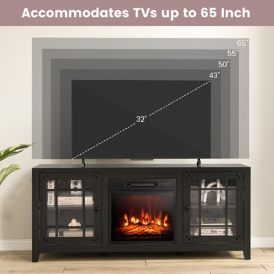 Fireplace tv stand on sale dark wood