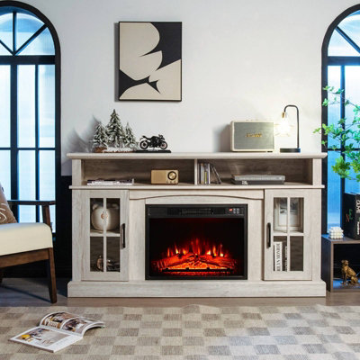 Costway Fireplace TV Stand for TVs up to 65 Inches W/ 2000W Electric Fireplace Insert
