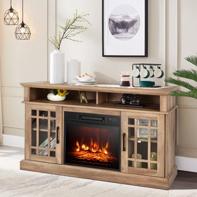 COSTWAY Fireplace TV Stand Set for 55 Inches W/ 2000W Electric